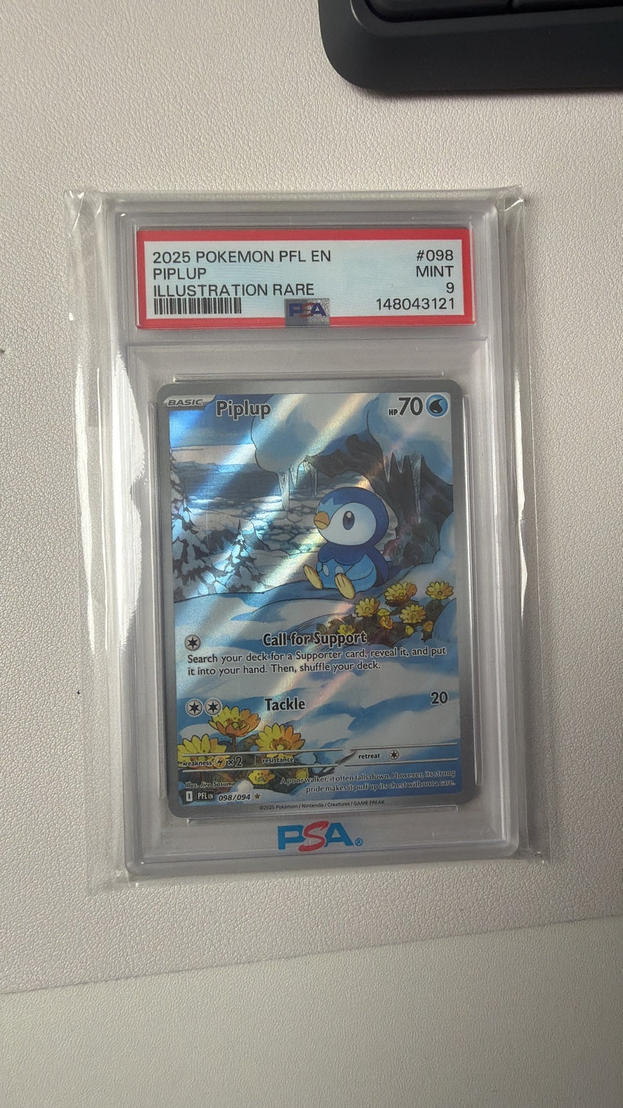 Piplup 098/094 Phantasmal Flames PSA 9 Illustration Rare Pokémon Karte