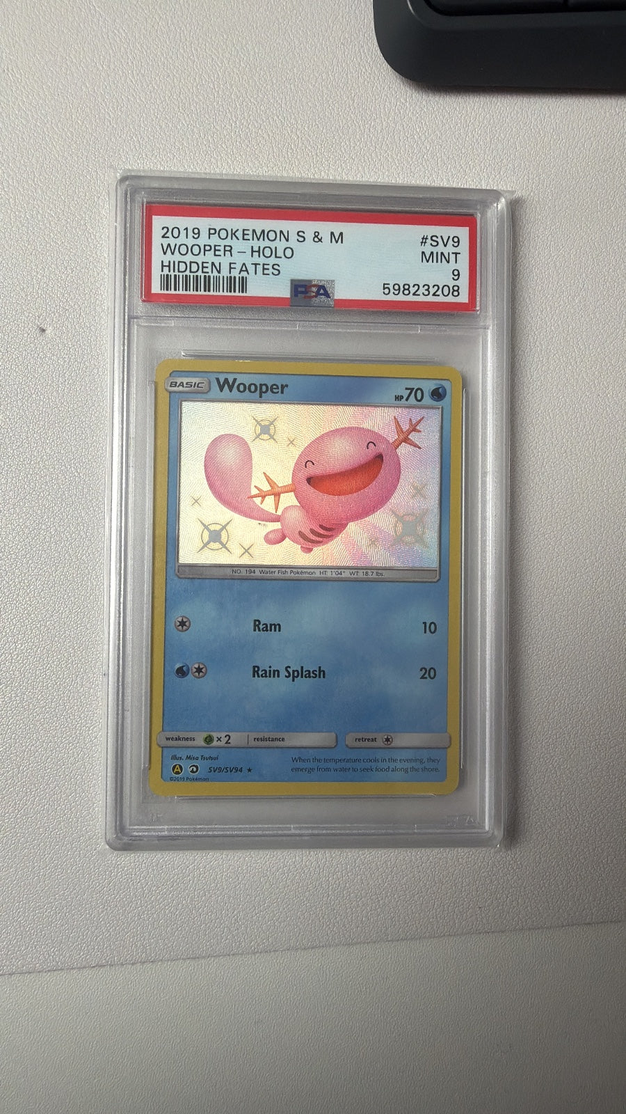 Wooper SV9/94 Hidden Fates PSA 9 Shiny Pokémon Karte