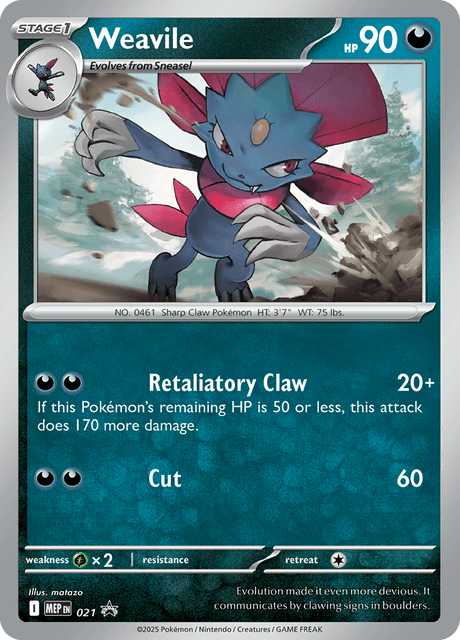 Weavile 021 Near Mint Holo Pokémon Karte