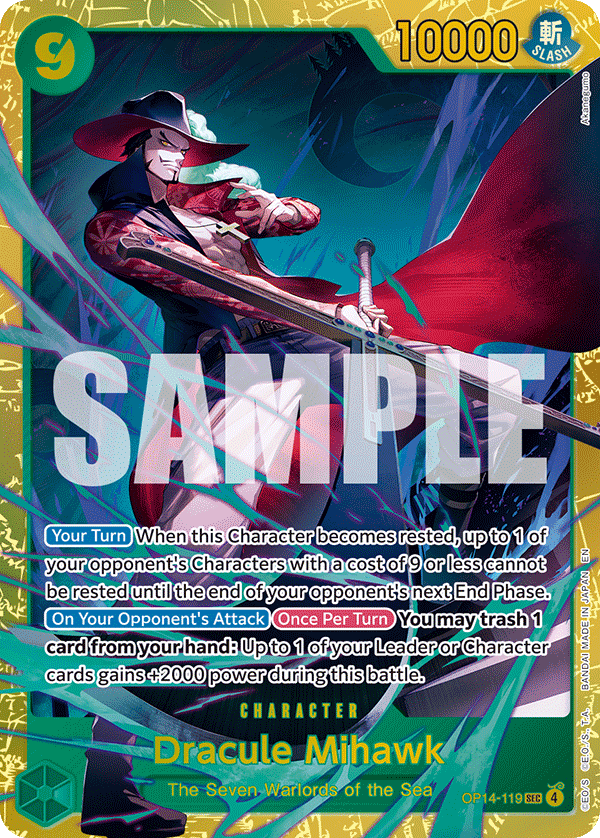 Dracule Mihawk OP14-119 2D Legends Mint Secret Rare One Piece Karte