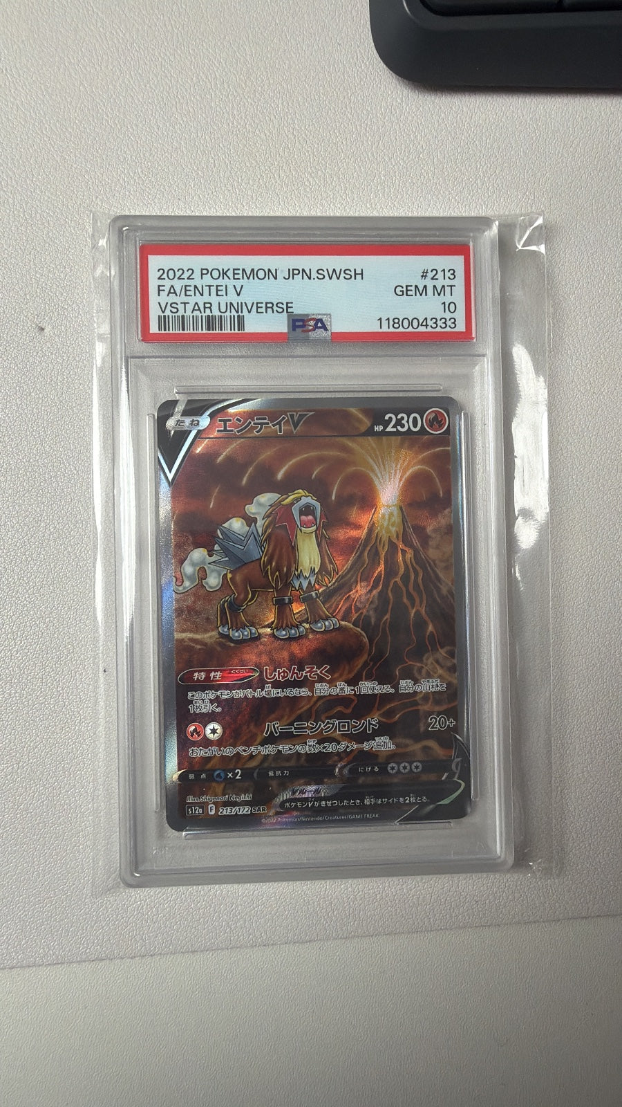 Entei V 213/172 VSTAR Universe PSA 10 Japanisch Full Art Pokémon Karte