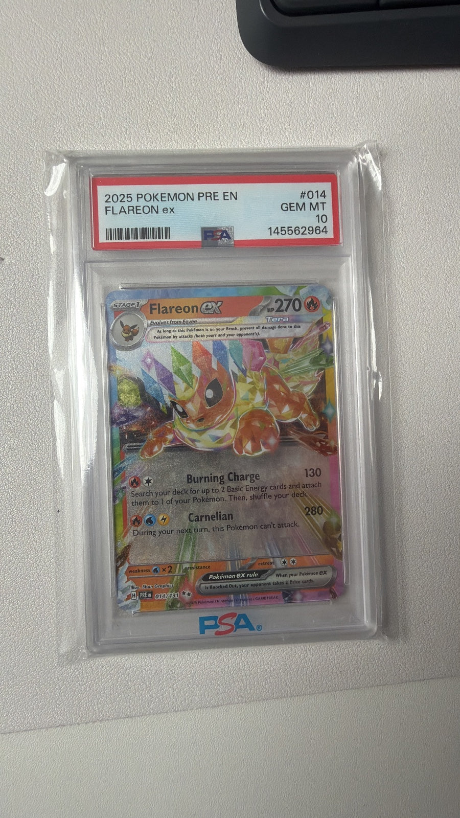Flareon ex 014/131 Prismatic Evolutions PSA 10 Tera Pokémon Karte