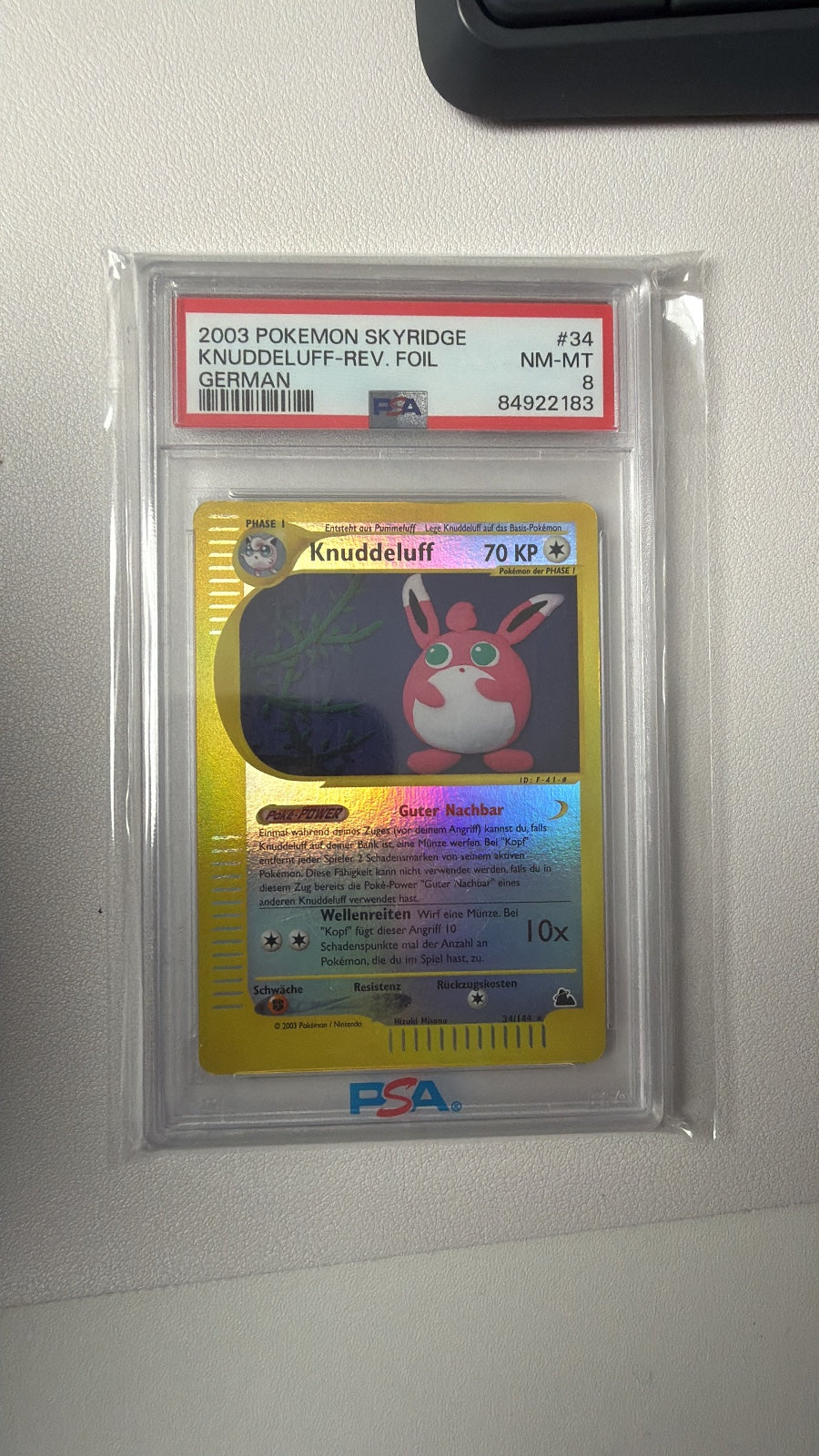 Wigglytuff 34/144 Skyridge PSA 8 Deutsch Reverse Holo Pokémon Karte