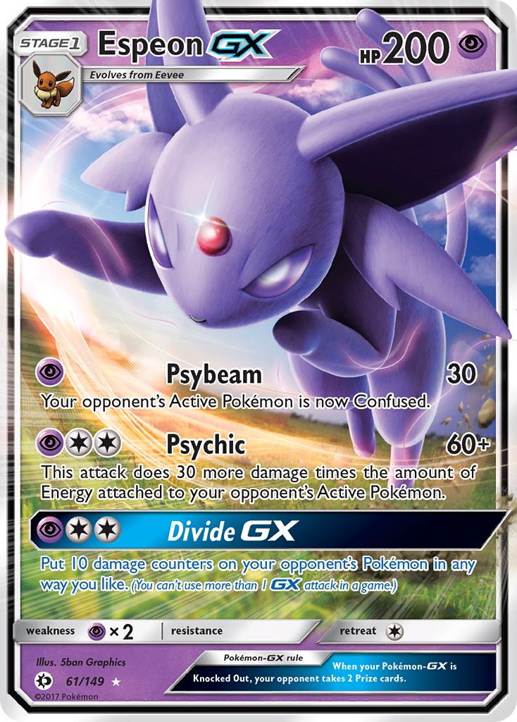 Espeon-GX 61/149 Sun & Moon Excellent Deutsch Full Art Pokémon Karte