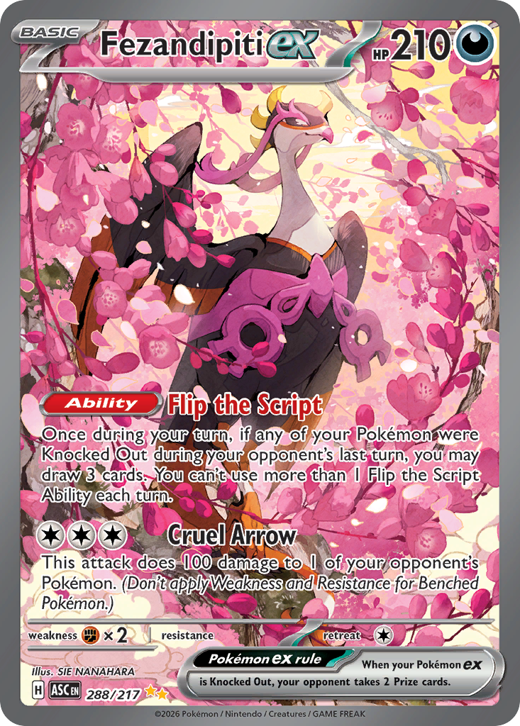 Fezandipiti ex 288/217 Shrouded Fable Mint Full Art Pokémon Karte