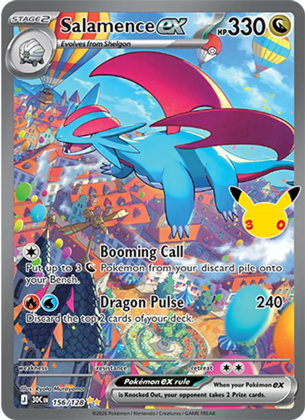 Salamence ex 156/128 30th Celebration Near Mint Special Illustration Rare