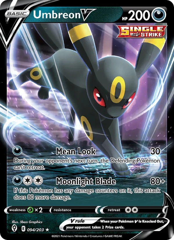 Umbreon V 094/203 Evolving Skies Near Mint Full Art Pokémon Karte