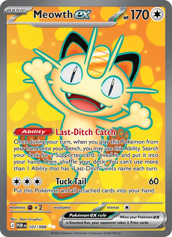 Meowth ex 107/088 Near Mint Full Art Pokémon Karte