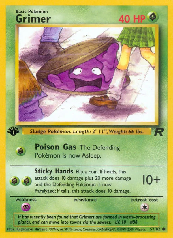 Grimer 57/82 Team Rocket Near Mint 1st Edition Pokémon Karte