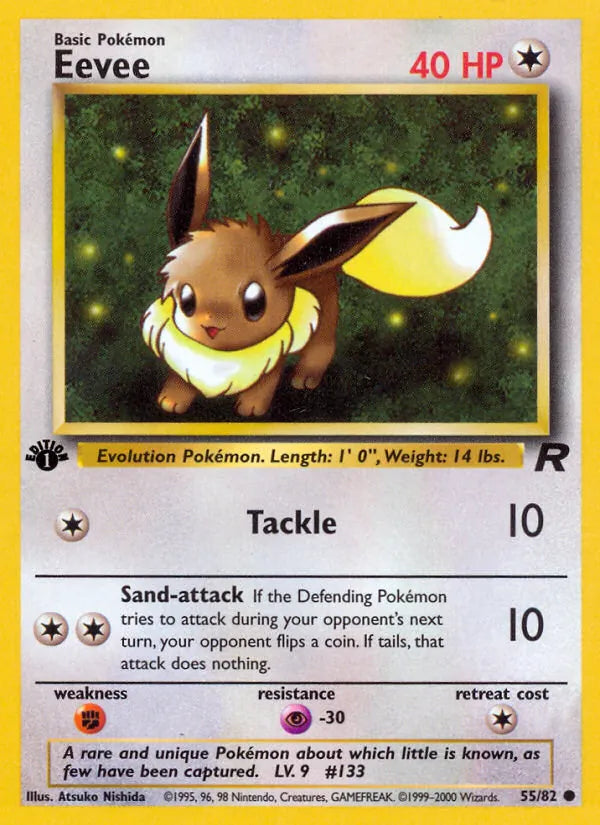 Eevee 55/82 Team Rocket Light Played 1st Edition Pokémon Karte