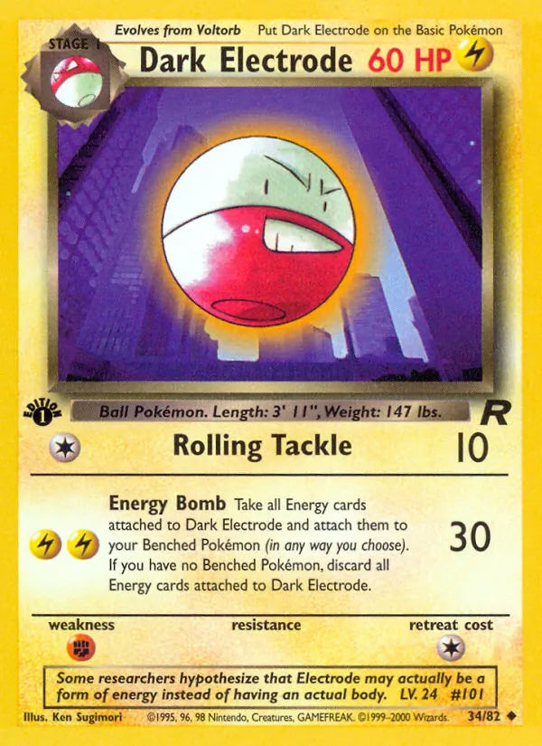 Dark Electrode 34/82 Team Rocket Excellent 1st Edition Pokémon Karte