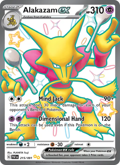 Alakazam ex 215/091 Paldean Fates Mint Full Art Pokémon Karte