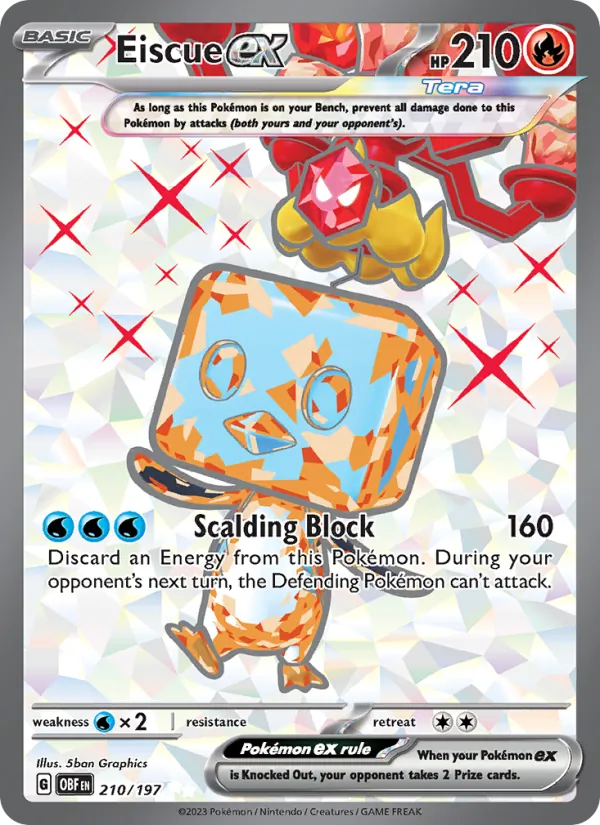 Eiscue ex 210/197 Obsidian Flames Near Mint Deutsch Full Art Pokémon Karte
