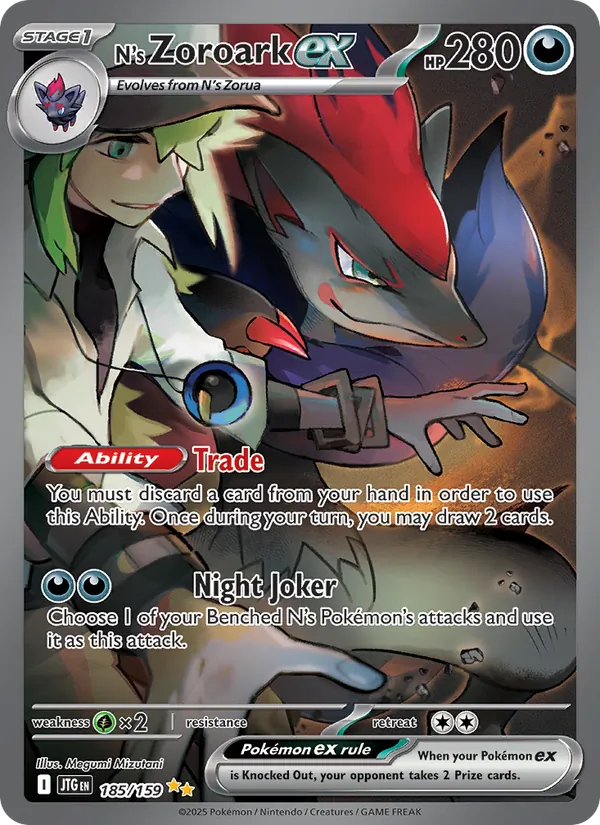 N's Zoroark ex 185/159 Journey Together Mint Full Art Pokémon Karte