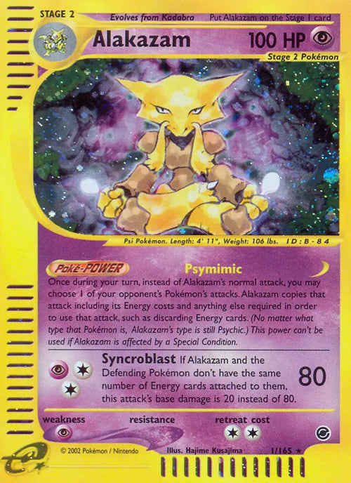 Alakazam 1/165 Expedition Base Set Light Played Holo Pokémon Karte