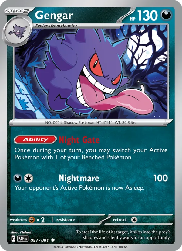 Gengar 057/091 Paldean Fates Near Mint Holo Pokémon Karte