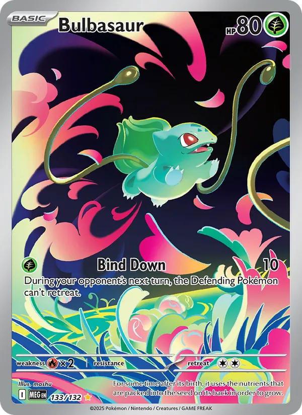 Bulbasaur 133/132 Mega Evolution Mint Full Art Pokémon Karte