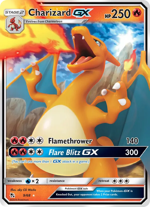 Charizard GX 9/68 Hidden Fates Near Mint Holo Pokémon Karte