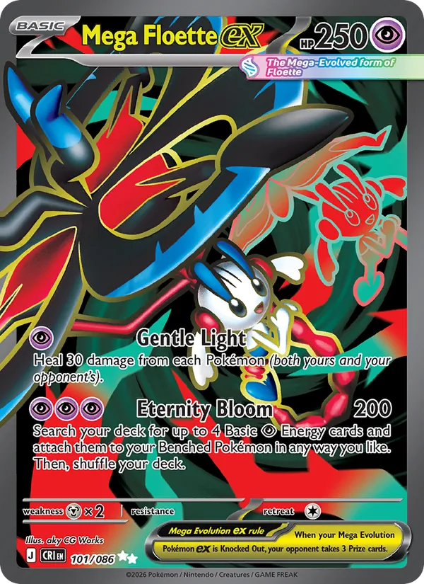 Mega Floette ex 101 Chaos Rising Near Mint Deutsch Full Art Pokémon Karte