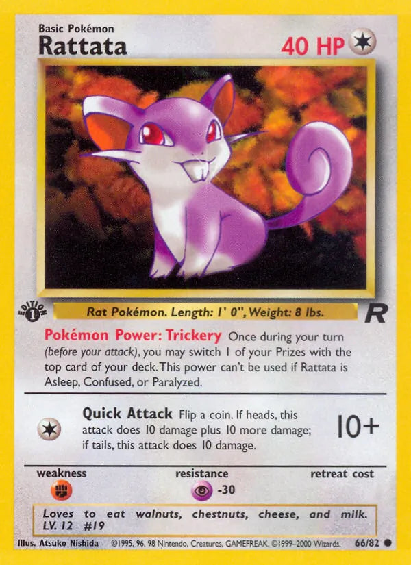 Rattata 66/82 Team Rocket Near Mint 1st Edition Pokémon Karte