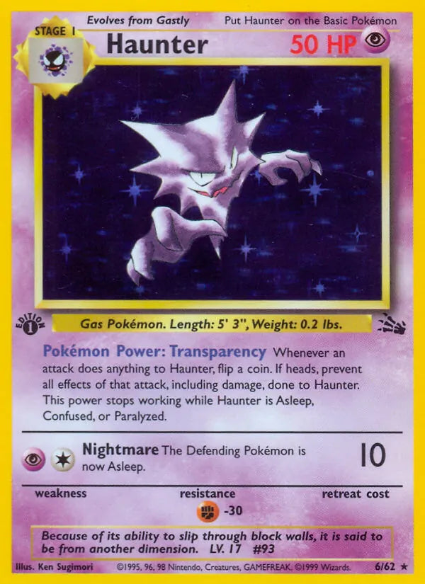 Haunter 6/62 Fossil Light Played Deutsch Holo Pokémon Karte