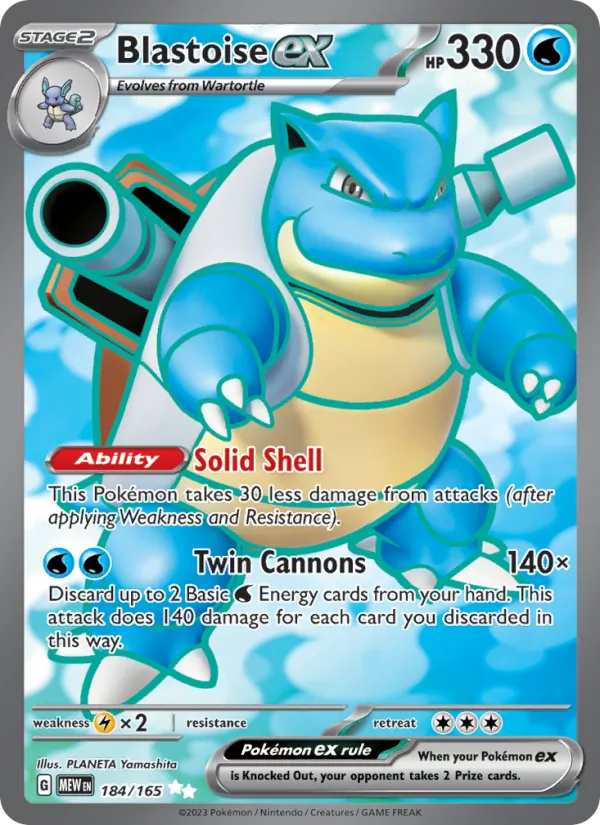 Blastoise ex 184/165 Scarlet & Violet—151 Near Mint Full Art Pokémon Karte