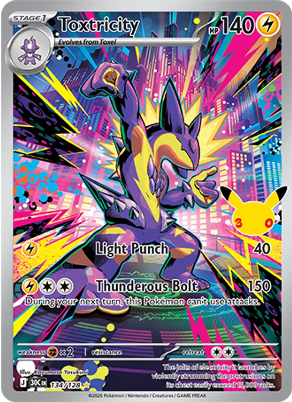 Toxtricity 134/128 30th Celebration Near Mint Full Art Pokémon Karte