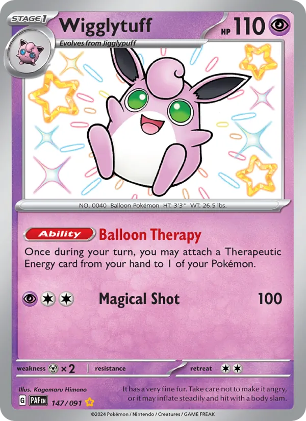 Wigglytuff 147/091 Paldean Fates Near Mint Shiny Holo Pokémon Karte