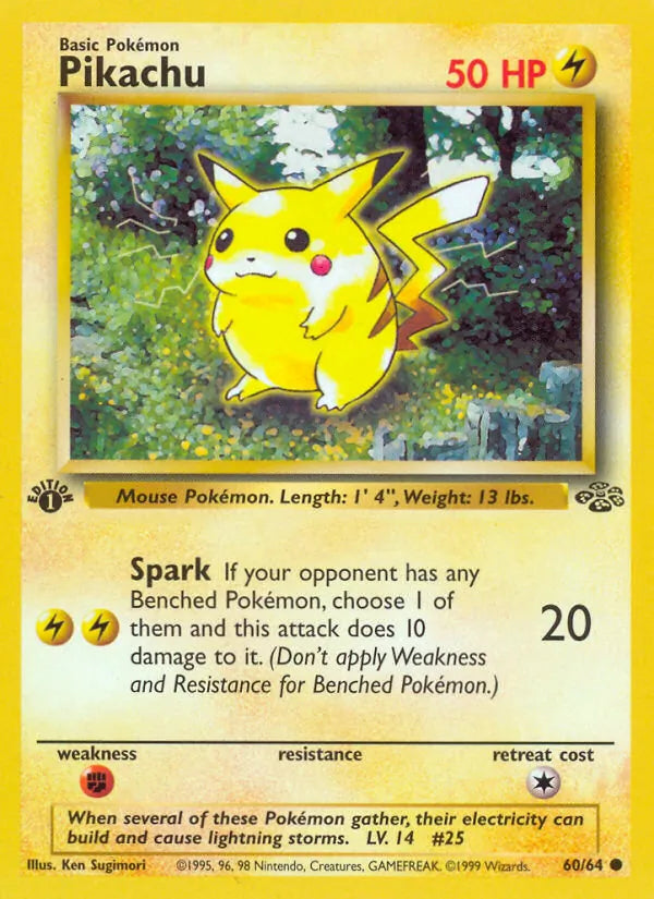 Pikachu 60/64 Jungle Excellent Deutsch 1st Edition Pokémon Karte