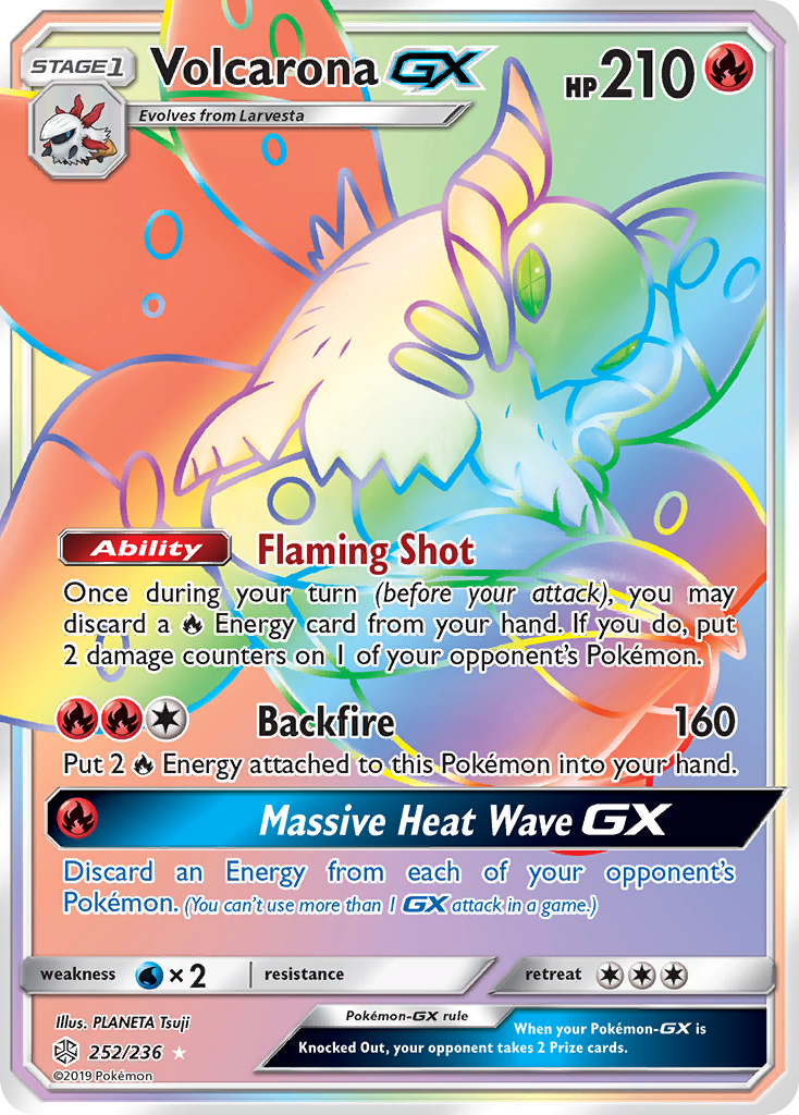 Volcarona GX 252/236 Unified Minds Near Mint Rainbow Rare Pokémon Karte